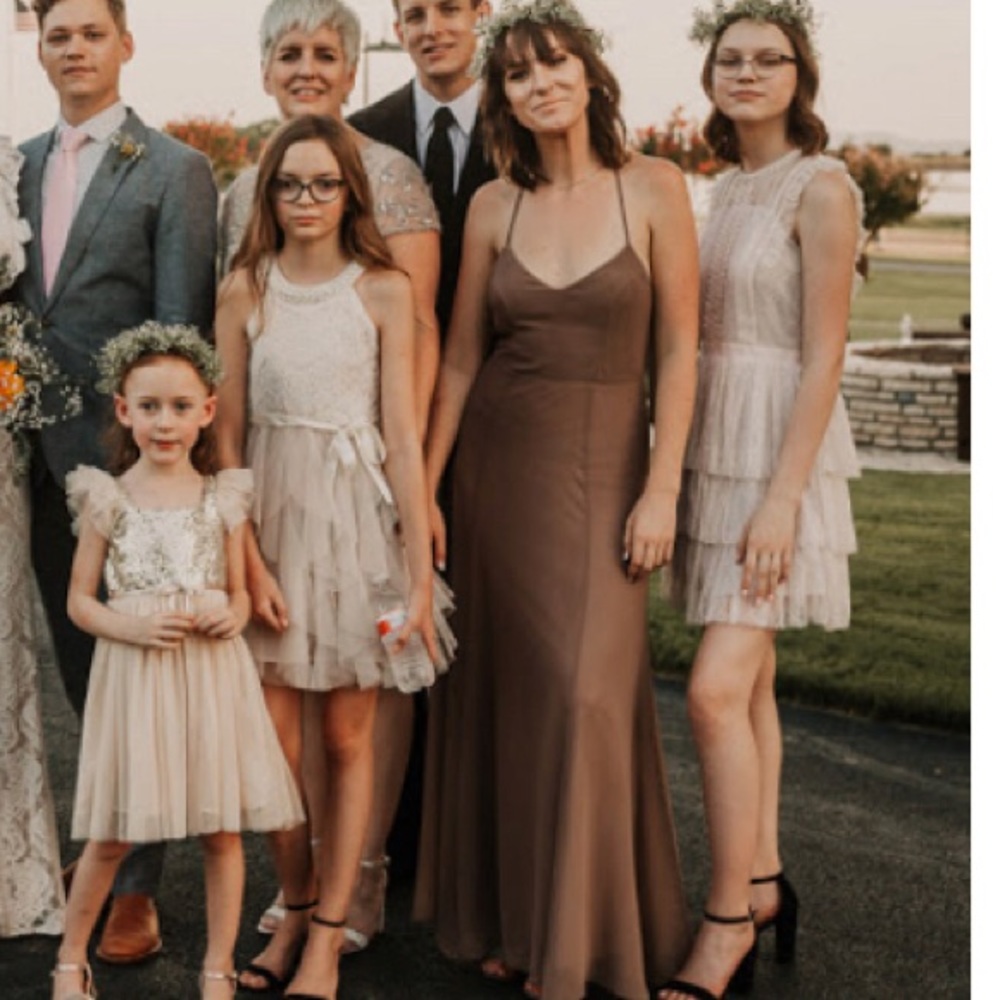 Show Me Your MuMu champagne colored dress